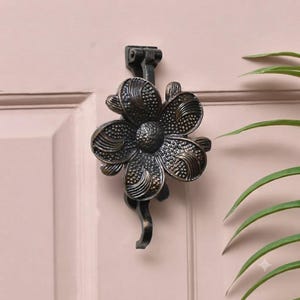Cast Iron Flower Door Knocker | Rustic Floral Front Door Decor | Entryway Hardware | Farmhouse Housewarming Gift