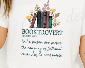 Booktrovert PNG, Book Lover Clip Art for Light & Dark Shirts (Digital Download)