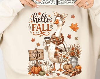 Hello Autumn Digging Ready to Print DTF TRANSFER, Cute Autumn Pumpkin Print Ready to Print Heat Transfer, Cozy Autumn Digging, Thanksgiving