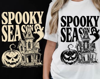 Spooky Season DTF Transfer, Halloween Haunted House DTF, Pumpkin Ghost Shirt Transfer, Vintage Halloween DTF, Ready to Press Transfer