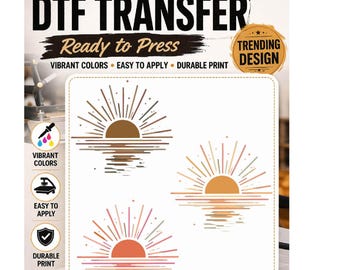 Boho Sunset DTF Transfer Ready to Press |Retro Sun Heat Transfer |Aesthetic Beach Sunset Iron On Transfer | Trendy Western Boho Shirt Design