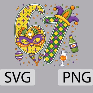 Mardi Gras barndesign | Karnevalsnummer 6 7 SVG PNG