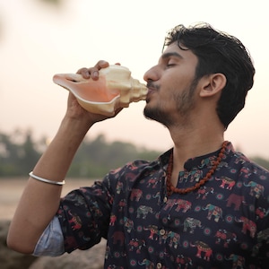 Garuda Giallo Suono della conchiglia Shankh Guarigione sonora Respirazione Puja Devadatta