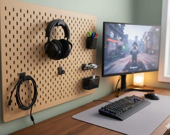 Headset holder for IKEA Skadis pegboard
