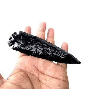 Hand-Knapped Black Obsidian Arrowhead: Protection Stone Knife
