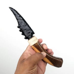 Black Obsidian Decorative Knife: Handcrafted Crystal Altar Decor