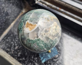 65mm Moss Agate Crystal Sphere: Natural Heart Chakra Stone