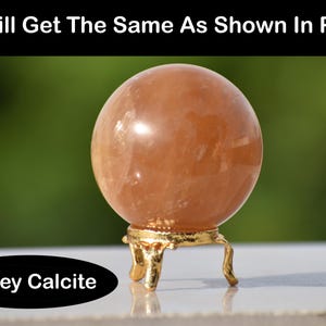 Honey Calcite Sphere 55MM – Golden Crystal Ball for Confidence, Manifestation & Healing Energy (230g)
