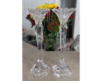Vintage Mikasa Excelsior Set of 2 Crystal Taper Candle Holders