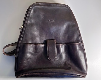 La Diva Dark Brown Leather Vintage Y2K Backpack Bag Italian Design