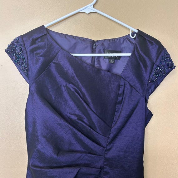 sachin and babi light blue dress Adrianna Papell Women's Purple Beaded Sleeve Party Cocktail Sheath Dress