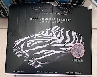 Rachel Zoe Deep Comfort Weighted Blanket 10lb Zebra Print 40x60 Black White