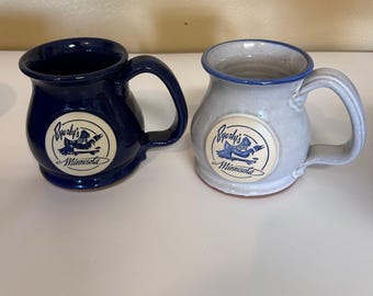 Set of 2 Ryerye's Minnesota Ceramic Coffee Mug Set Blue Gray Duck Logo Souvenir