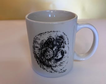 Rosalinde Hand Decorated Vintage Porcelain Mug Dog Portrait Artist Signed 1990