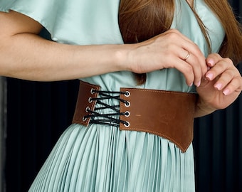Leather corset belt, Leather dress belt, Natural leather belt womens, Leather wide waist belt, Leather cincher belt, Leather fairy belt