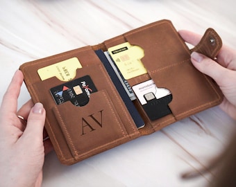 Premium Leather Wallet, Compact Leather Cardholder, Custom Slim Genuine Card Holder, Minimalist  Card Holder Wallet, Passport Leather Wallet