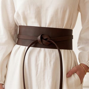 Cinto de couro com nó, cinto de cintura envolvente, cinto obi feminino, cinto de couro largo, cinto de cintura com amarração, cinto de vestido feminino, cinto de cintura tipo corset, cinto de couro
