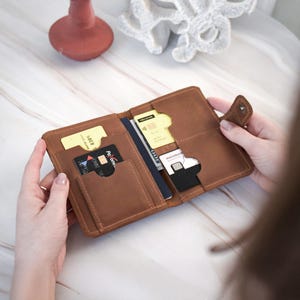Premium leren portemonnee, compacte leren kaarthouder, aangepaste slanke echte kaarthouder, minimalistische kaarthouder portemonnee, leren paspoort portemonnee
