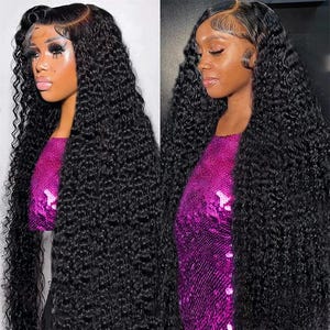 High Density 200% Deep Wave Human Hair Wig – 22″–52″ Loose Water Wave Curly 13x6 & 13x4 HD Lace Front Frontal Wig