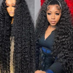 Curly Lace Frontal Wig - Pre-Plucked Bleached Knots 13x6 & 13x4 Deep Water Wave Curly 250% Density Human Hair 16–40 Inch
