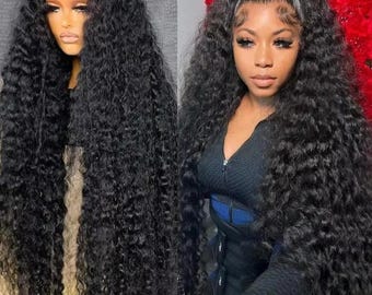Peluca frontal de encaje rizado: cabello humano de densidad 250%, ondas profundas, decolorado y prearrancado.