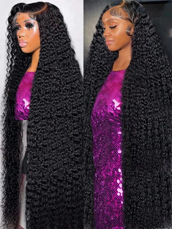 200% Density Human Hair Deep Wave Lace Front Wig 13x6 Pre Plucked Amazon.com : Tholap 26 Inch 13x6 Deep Wave Lace Front Wigs  main image 3