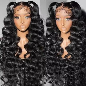 Perruque naturelle en cheveux ondulés | Frontale en dentelle transparente HD 13x4 | Rémy brésilien de luxe sans colle, pré plumé, densité 180%