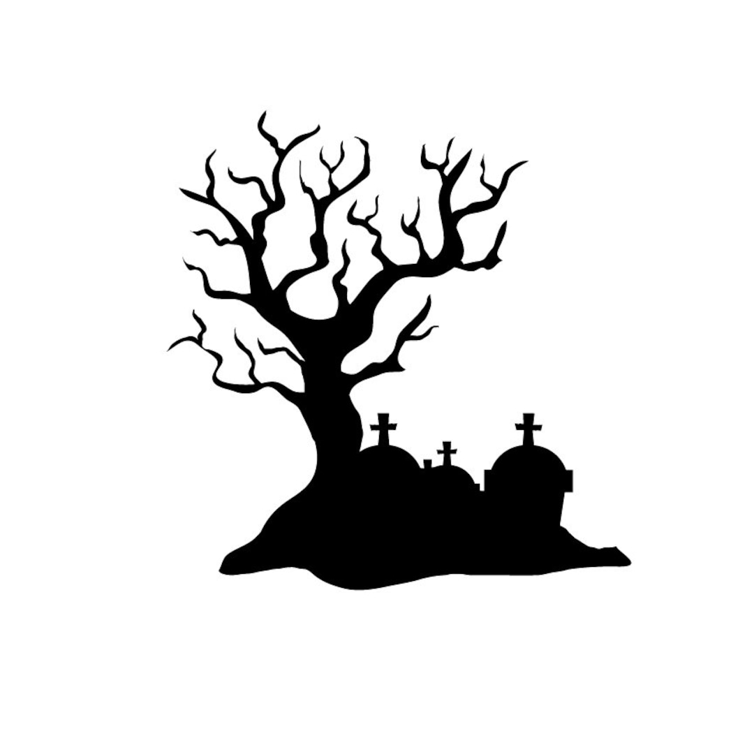 Gruseliger Baum Friedhof SVG | Halloween-Vektorgrafiken - Etsy Österreich, image size:1080x1080