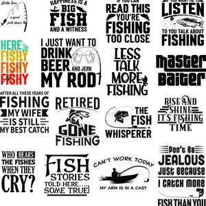 Lot de graphiques de pêche amusants | vectorielle | Canne à pêche | Pêche amusante | Couper le fichier | png | jpg | dxf | SVG | Poisson | T-shirts de pêche