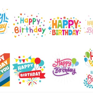 Paquete gráfico de feliz cumpleaños / Aniversario / Vector de cumpleaños / Celebración / Deseo de cumpleaños Cricut / png / svg / dfx / jpg