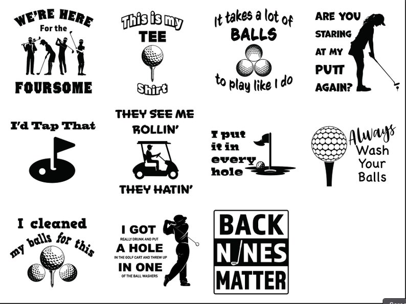 Funny Golf SVG Graphic Bundle Png Jpg Dfx Golfing Vector Sports T