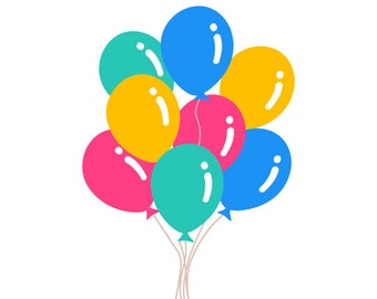 Bunch of Balloons SVG Graphic | Balloons SVG | Colourful Balloons SVG | Vector Balloons