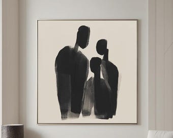 Large scale original acrylic canvas portrait abstract painting, modern original work