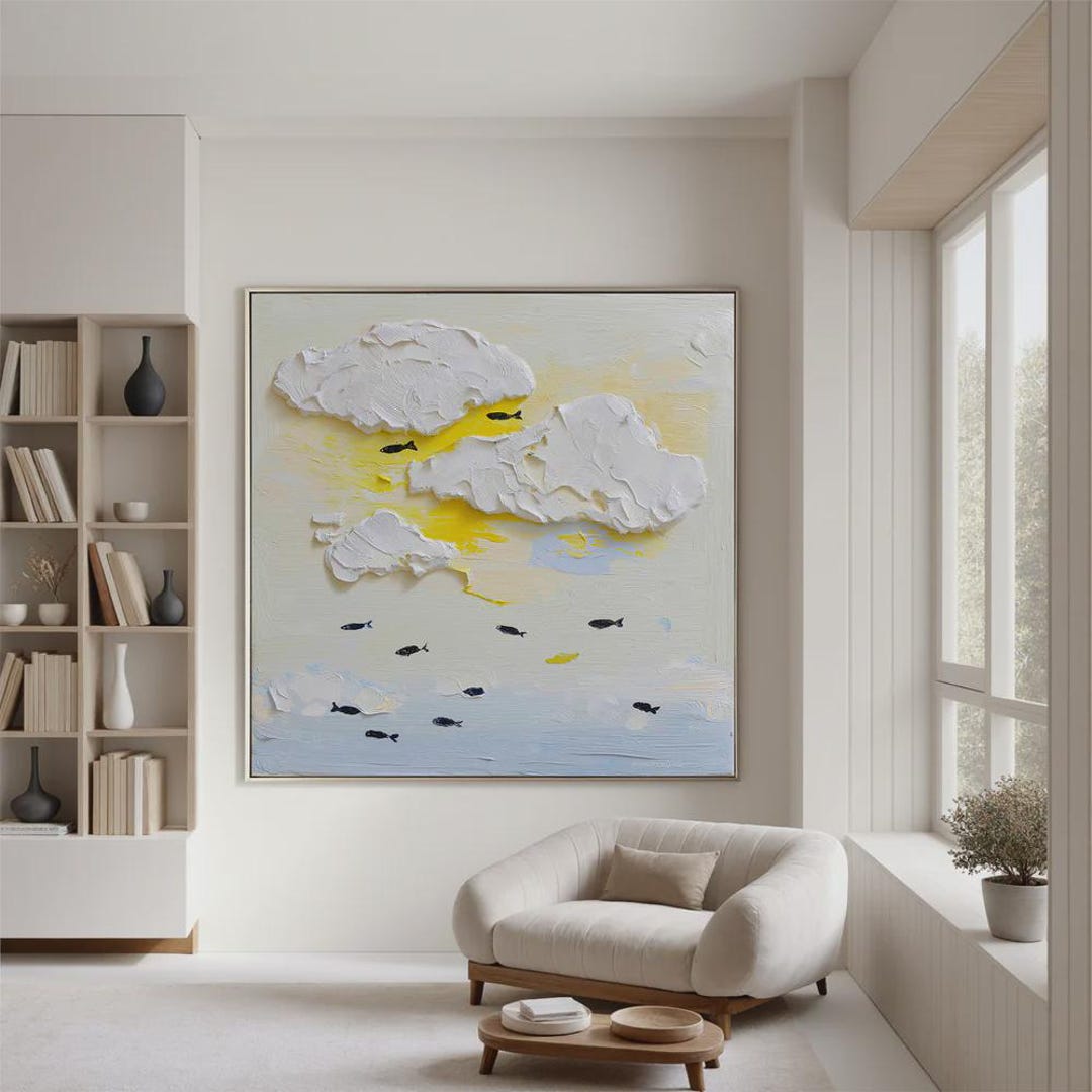 Abstract Cloud Painting - Original Wall Art - Large Oil Painting and ...
