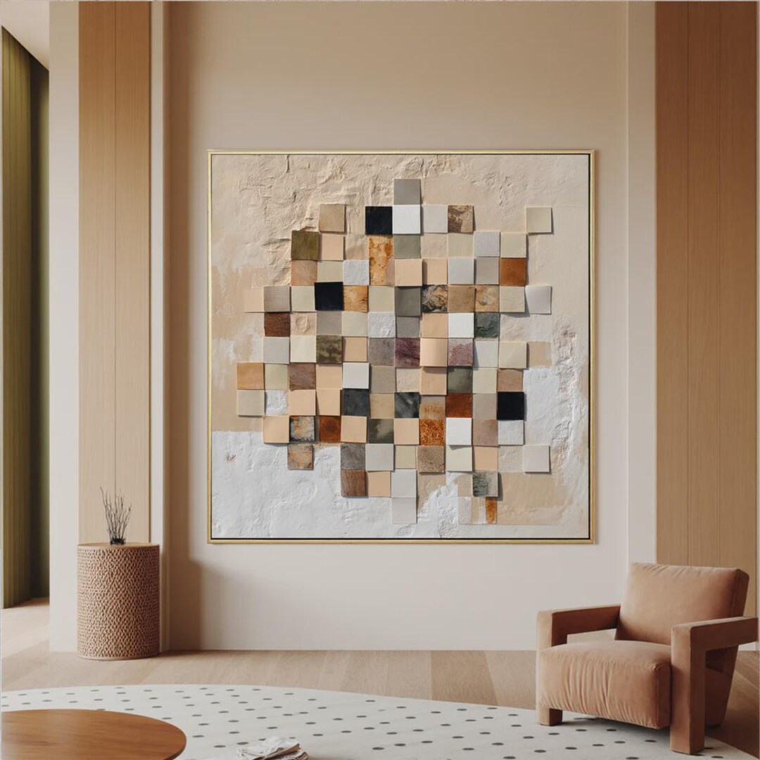 Large Abstract Colorblock Patterns Abstract Color Block Oil Painting, Large Textured Wall Art, Original ...