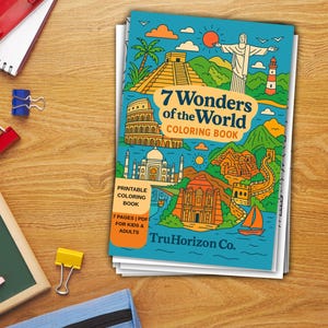 7 Wonders of the World Coloring Book Printable PDF for Kids and Adults | Landmark Travel Coloring Pages
