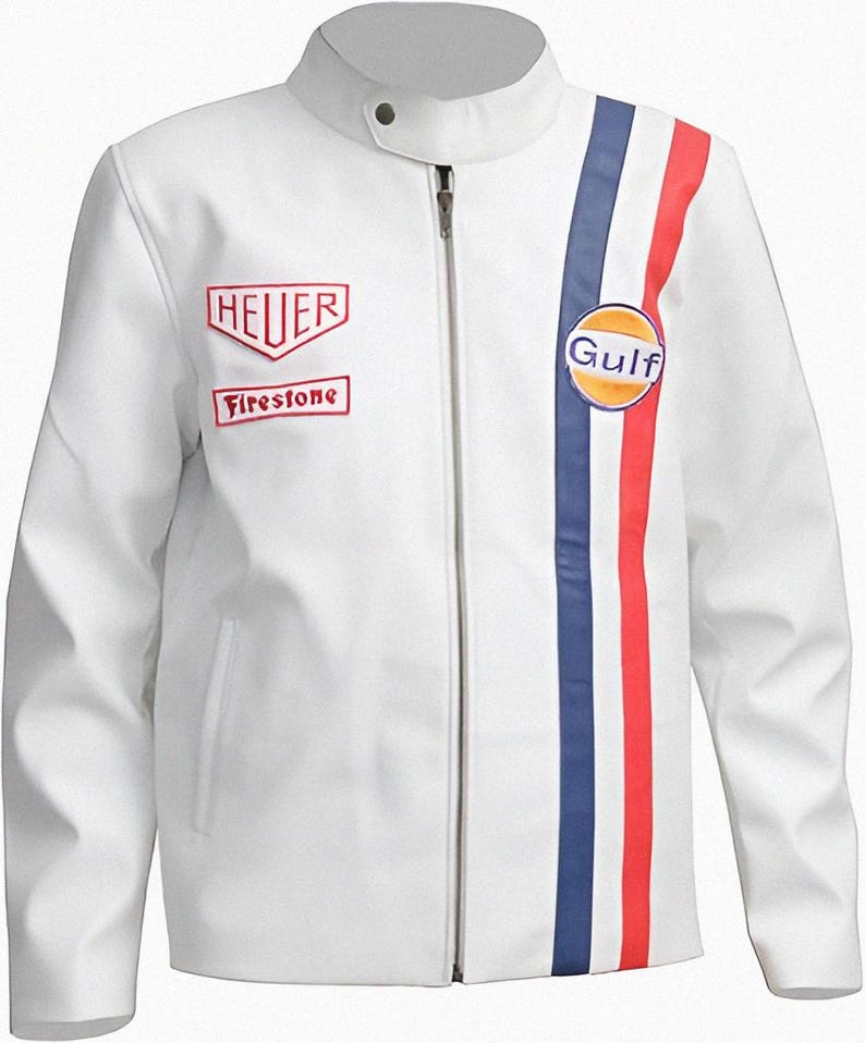 Mens Steve Mcqueen Jacket Le Mans Multi Colors Gulf Stripes Racing ...