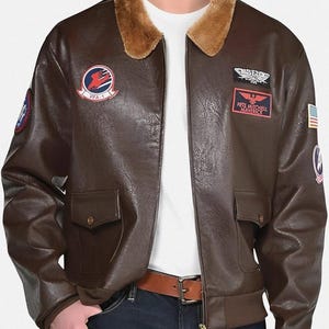 Men’s Classic Aviator USAAF G1 Bomber Jacket – Flying Pilot Leather Jacket with Removable Fur Collar