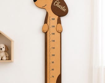Personalized Dog Growth Chart, Wooden Kids Height Ruler, Nursery Wall Decor, Custom Name Gift