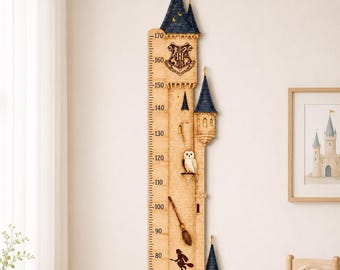 Wooden Wizard Castle Growth Chart, Kids Height Ruler, Magical Nursery Wall Decor Gift