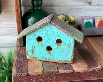 Dollhouse Miniature Birdhouse in Patina