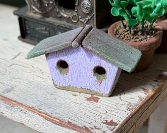 Dollhouse Miniature Birdhouse in Light Purple