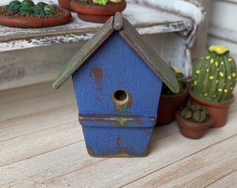 Dollhouse Miniature Birdhouse in Blue