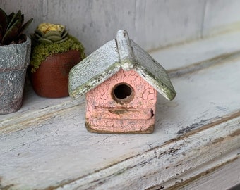 Dollhouse Miniature Birdhouse in Peach