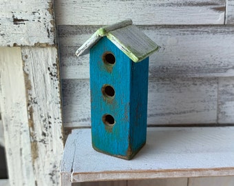 Dollhouse Miniature Birdhouse in Azure Blue