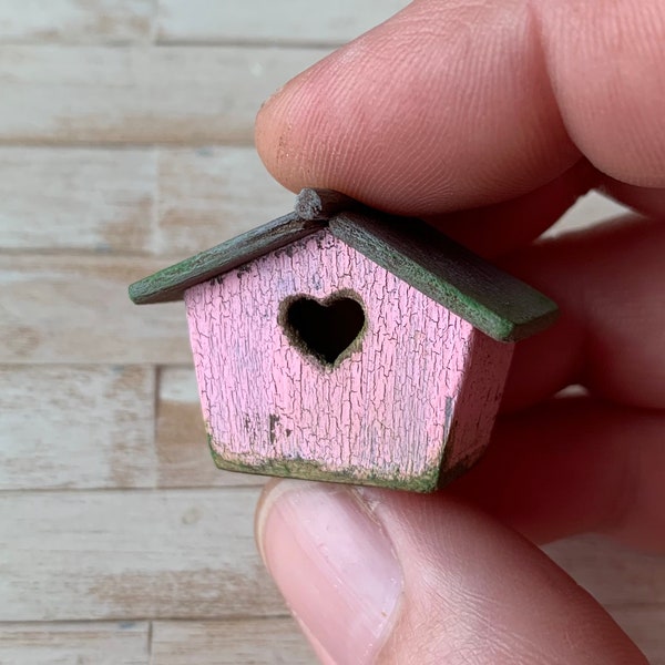 Dollhouse Miniature Birdhouse- Light Pink