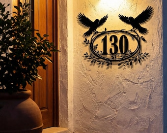 Modern Metal Address Sign, Custom House Number Plaque, Porch Decor