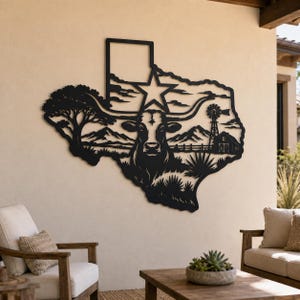 Texas Longhorn Decoración Mural en Metal, Estilo Ranch Western, Acento Cowboy Farmhouse
