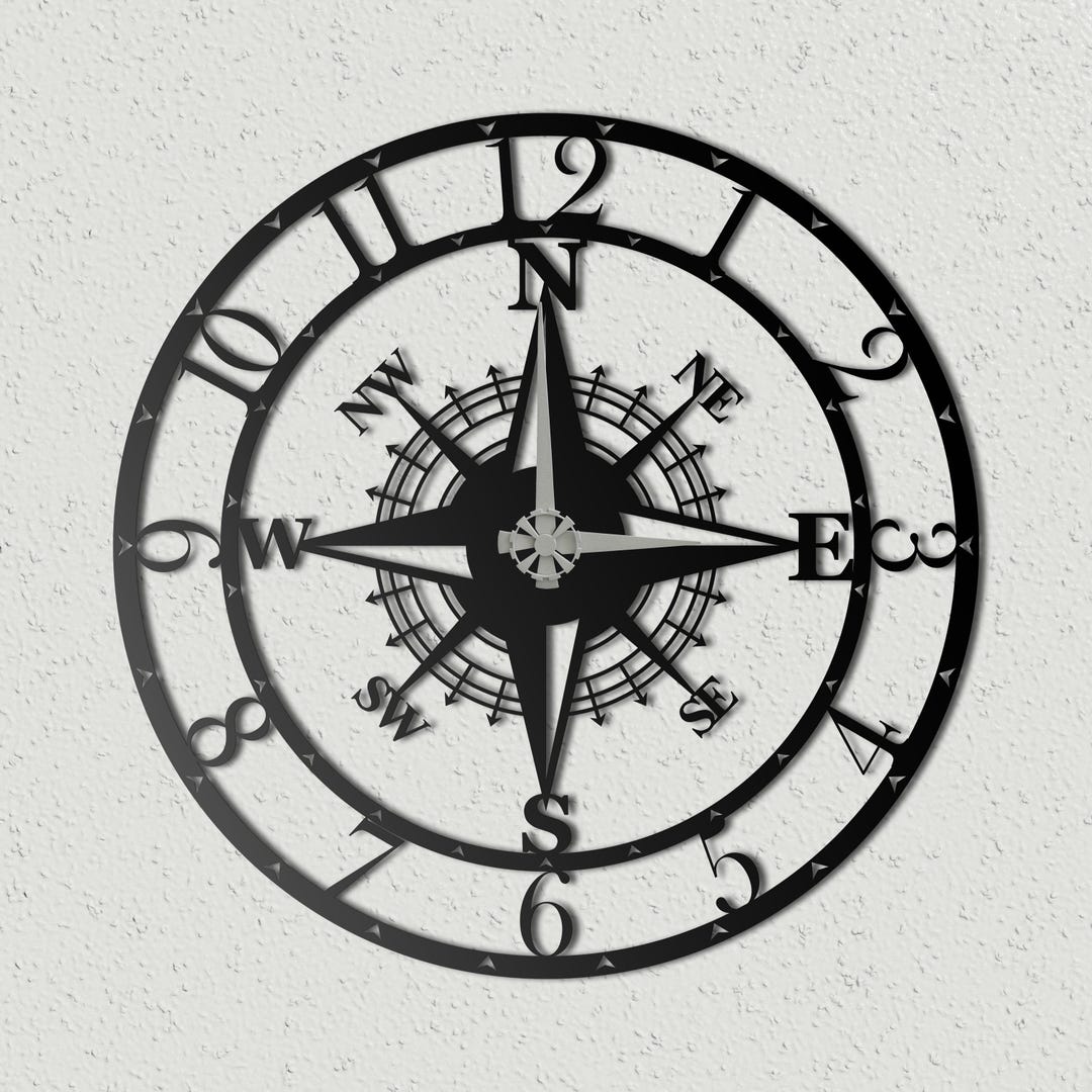 Compass Metal Wall Clock –modern Directional Design for Home & Office ...