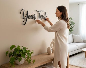 Gepersonaliseerde Metalen Wanddecoratie: Eigen Tekst & Lettertype | Modern Stalen Bord voor Binnen/Buiten